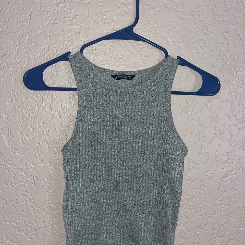 Grey Ribbed Tank Top